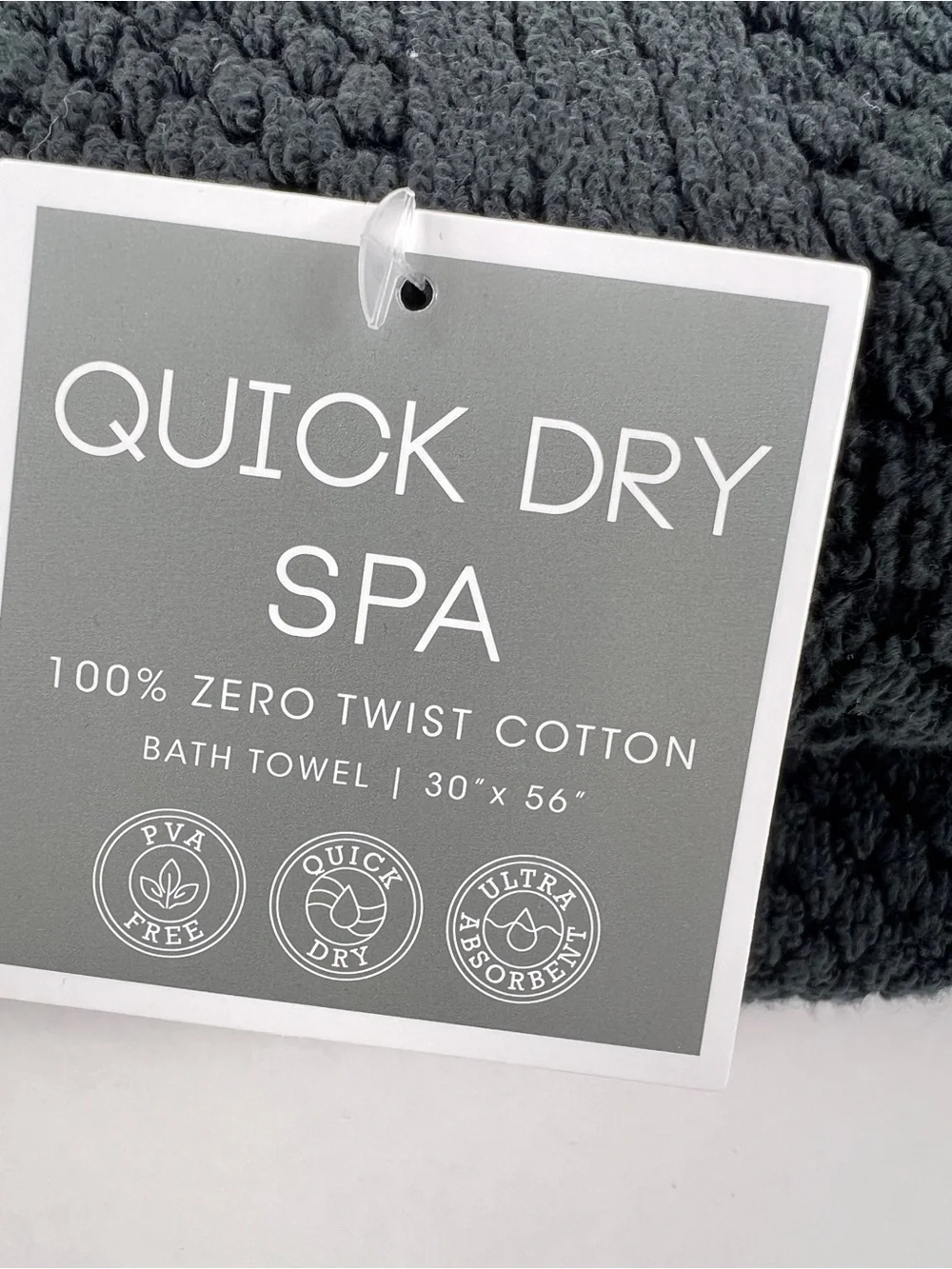 Quick Dry Spa Bath Towels Black Waffle Textured Soft Plush Cotton 2 Pc Set NEW